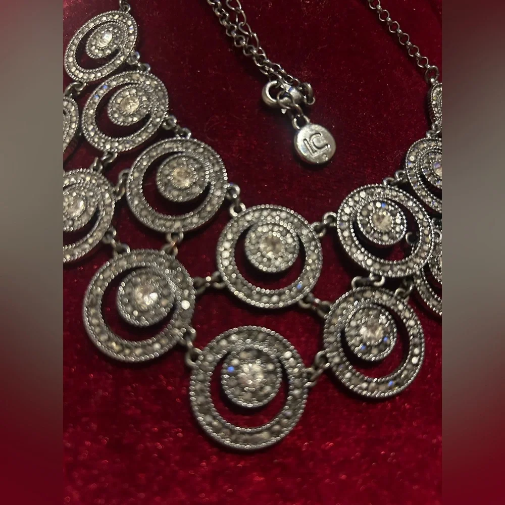 Marcazite marcasite diamanté silver grey necklace beautiful old look goth - Picture 4 of 5